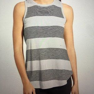 Athleta Breezy Gray and Black Stripe Workout Tank Top Size XS
